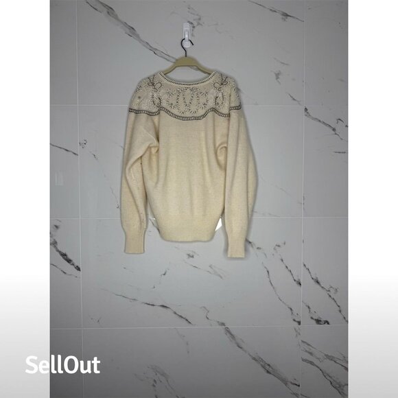 Vintage Marisa Christina Ivory Embellished Beaded Cardigan Sweater sz S - Picture 3 of 6